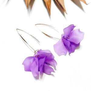 Anthropologie Purple Floral Earrings